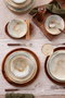 Hermia Juego de vajilla de porcelana de 18 piezas Beige y Turquesa